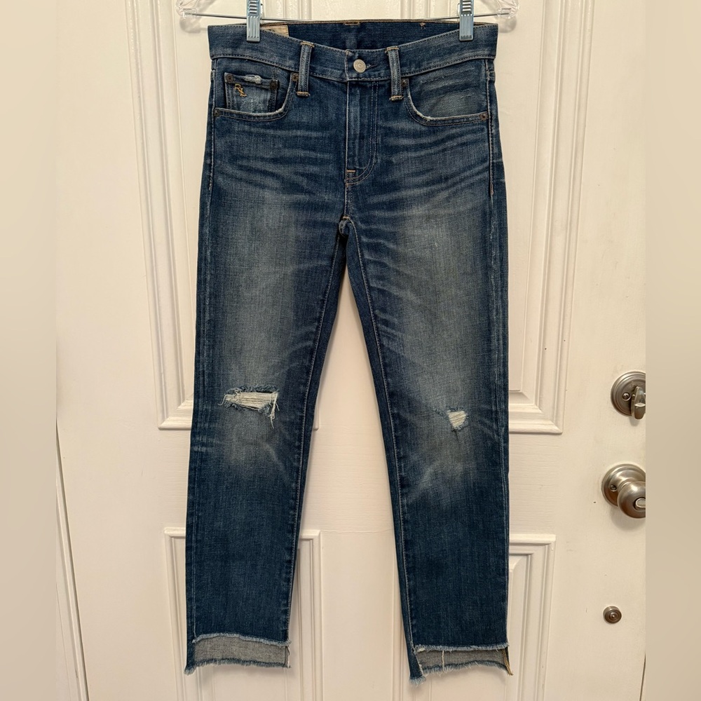 Polo Ralph Lauren Dungarees Womens/Juniors The Slim Crop Size 25 Distressed Blue